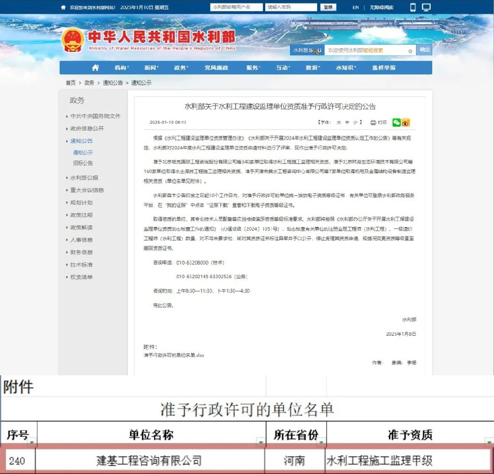 喜報丨公司成功取得水利工程施工監理甲級資質(zhì)